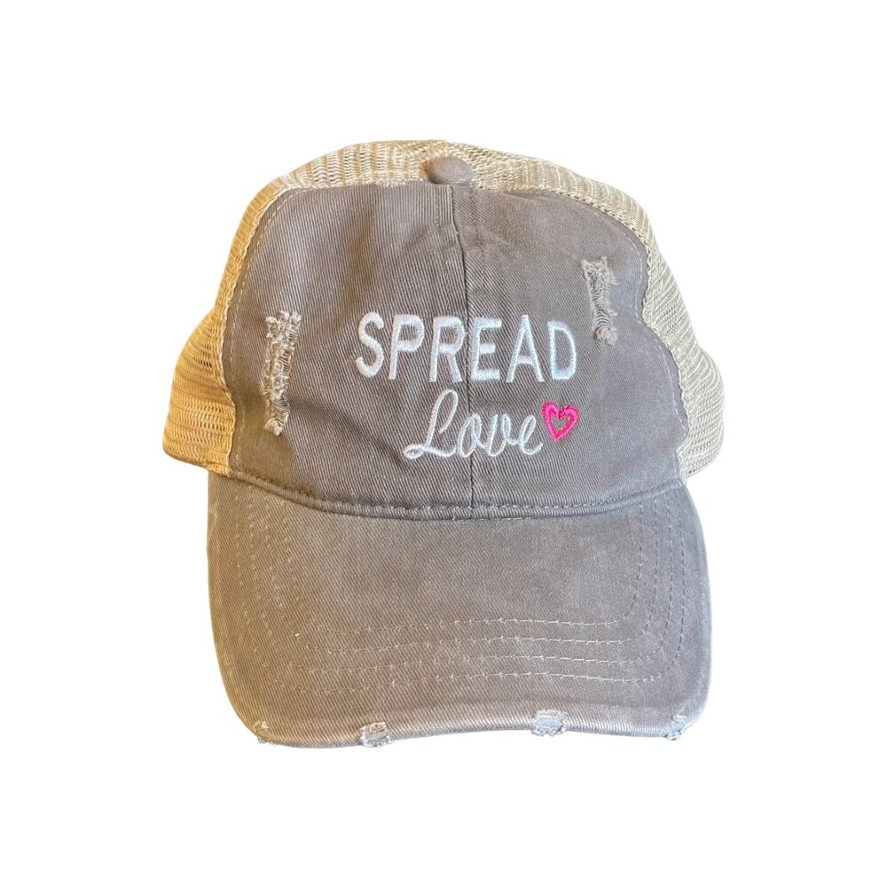 Spread Love Trucker Hat Distressed Mesh Cap — David & Young NWOT